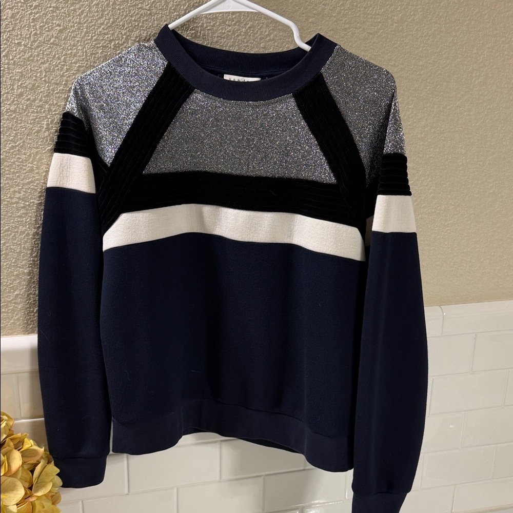 Sandro Paris Sweatshirt . Excellent new condition . Black navy white and silver